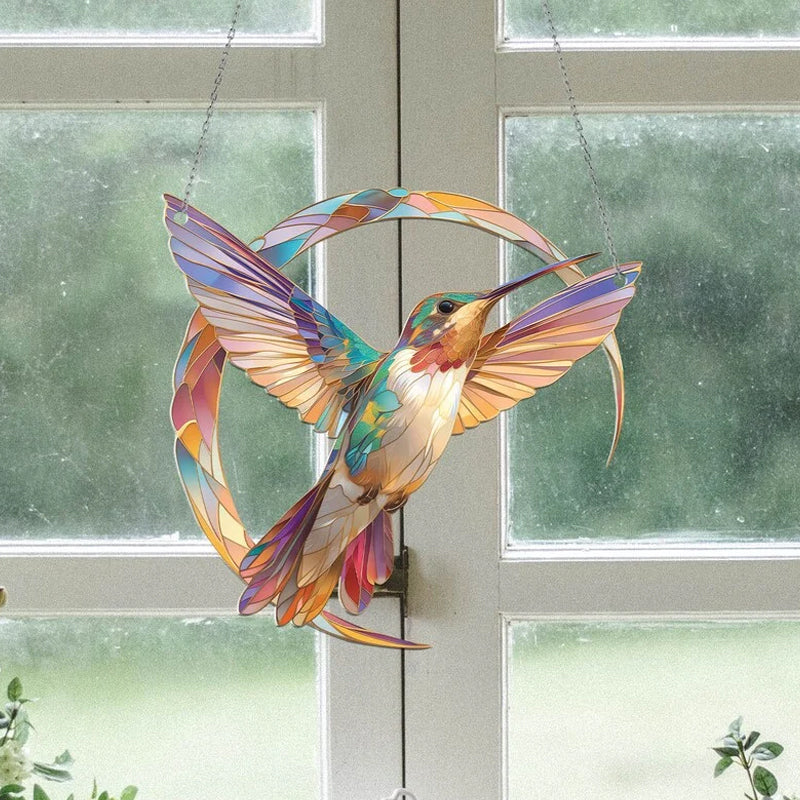 Frendorf | HummiGlow Lebendiger Kolibri Sonnenfänger – Strahlende Fensterdekoration