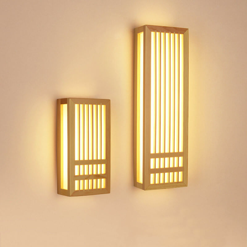 Frendorf | ZenWood Minimalist Japanische Wandlampe | Rechteckiges Design | LED 1-Licht | Warmes und Weißes Licht | Deko für Zuhause