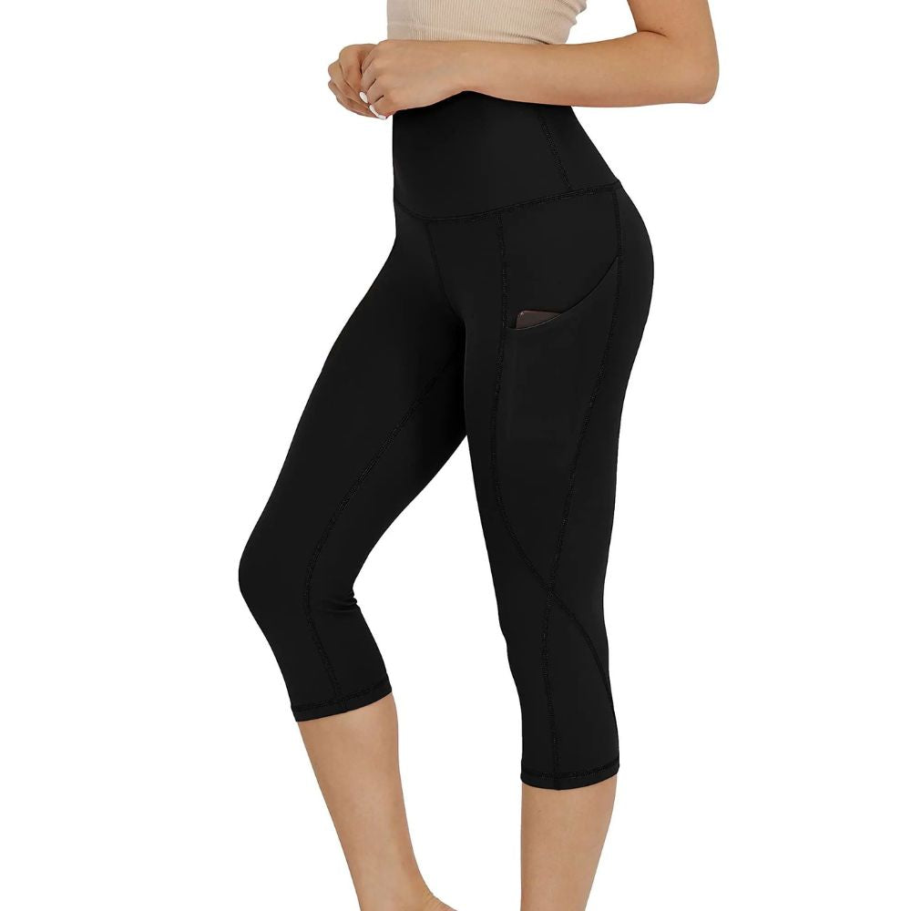 Frendorf | Damen Capri Baumwollhosen Leggings mit Taschen