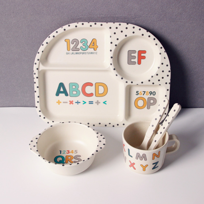 Frendorf | Baby Geschirrset mit Wolkenmotiv – Teller, Schüssel, Becher & Besteck für Kinder