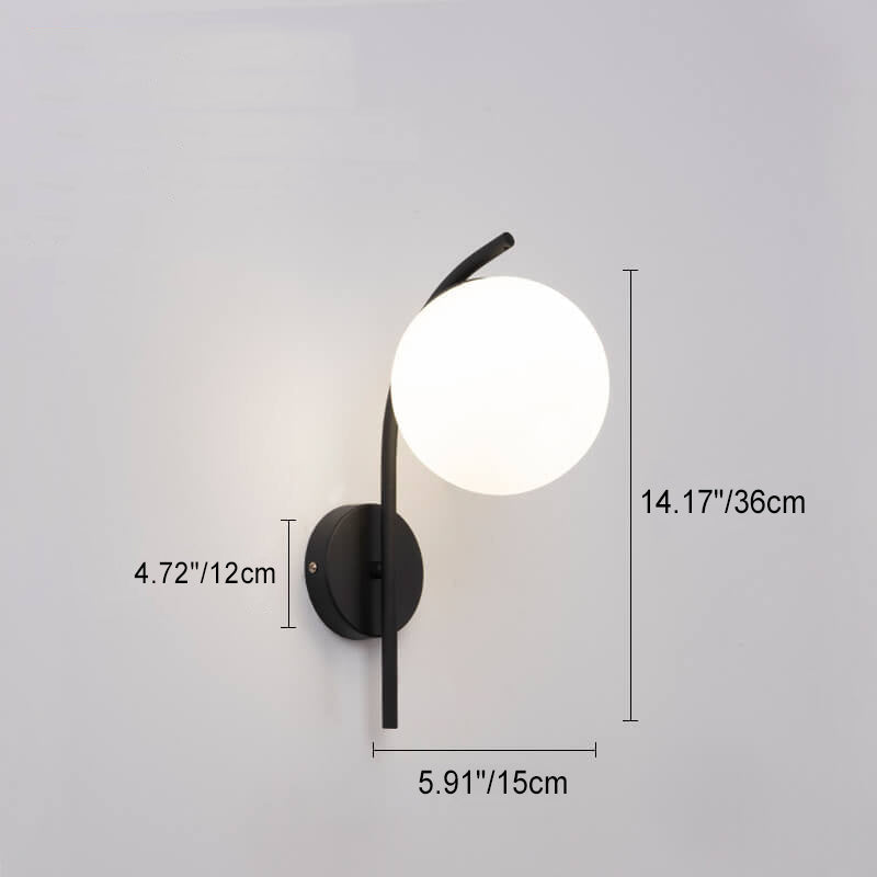 Frendorf | GlobeArc Nordic LED Wandleuchte | Glas-Kugel | 1-flammig | Modernes Design | Deko für Zuhause