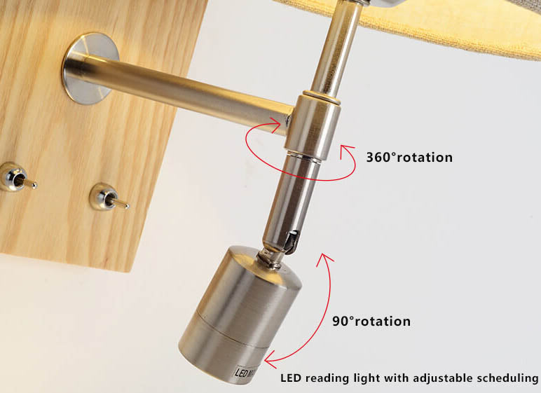 Frendorf | WoodenGlow Wandlampe | Moderner Stoffschirm & Holzsockel | Elegante Wandbeleuchtung | Verschiedene Optionen