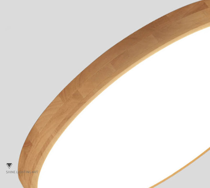 Frendorf | WoodGlow Runde LED Deckenleuchte | Ultra-Dünn | Massivholz | Skandinavisches Design für Wohnräume