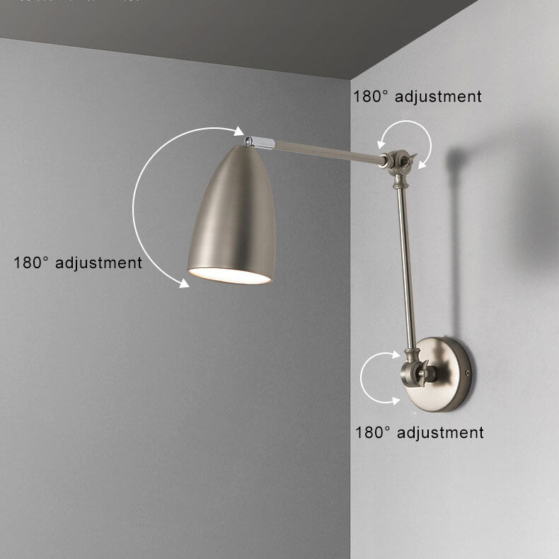 Frendorf | Flexiron Retro Industrial Schwenkarm Wandleuchte | Rotierbar & Ausziehbar | 1-Licht Design | Eisen-Lampe für Arbeits- & Wohnräume