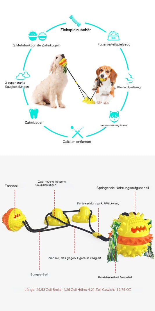 Erhöhter Saugnapf-Seil-Ball Typ D – Doppelsaug mit doppeltem Ballspielzeug