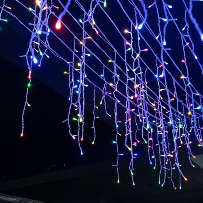 Quntis 50m (164FT) Outdoor Wasserdichte LED Weihnachtsvorhanglichter – 36V Niederspannungs-Festival-Eiszapfenlichter für Event- und Feiertagsdekoration