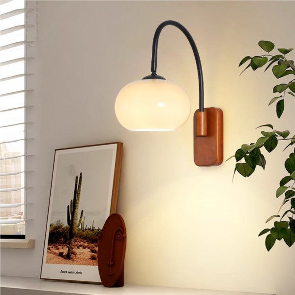 Frendorf | GlareFlex Bauhaus Glas-Wandleuchte | Drehbare LED-Leuchte | Modernes Wand-Design
