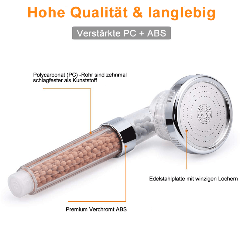 Frendorf | Premium Duschkopf Handbrause mit Ionenfilter wassersparend mit verstellbaren Wasserdruck
