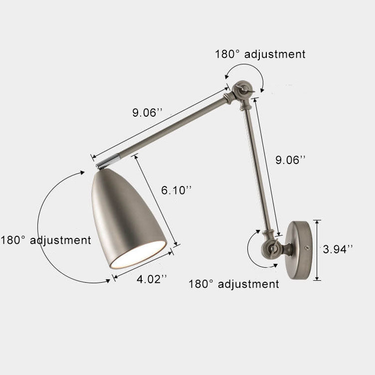 Frendorf | Flexiron Retro Industrial Schwenkarm Wandleuchte | Rotierbar & Ausziehbar | 1-Licht Design | Eisen-Lampe für Arbeits- & Wohnräume