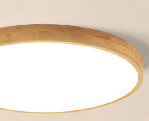 Frendorf | WoodGlow Runde LED Deckenleuchte | Ultra-Dünn | Massivholz | Skandinavisches Design für Wohnräume