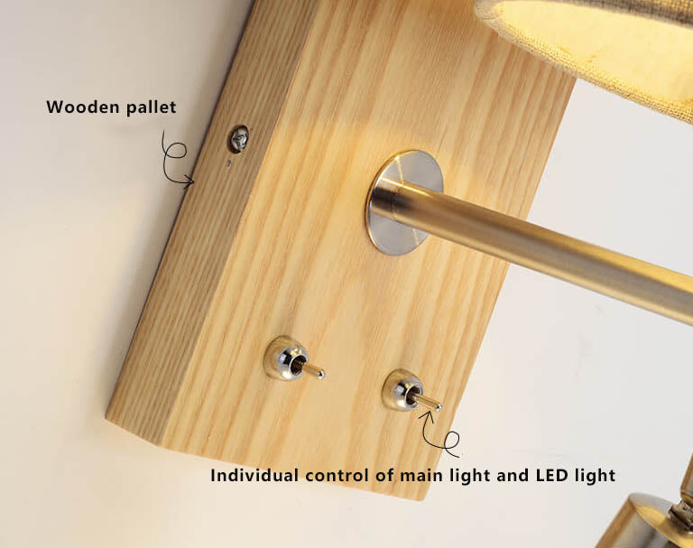 Frendorf | WoodenGlow Wandlampe | Moderner Stoffschirm & Holzsockel | Elegante Wandbeleuchtung | Verschiedene Optionen