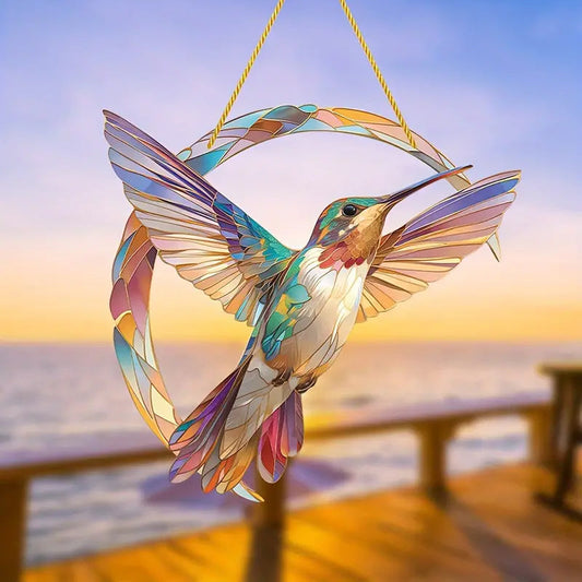 Frendorf | HummiGlow Lebendiger Kolibri Sonnenfänger – Strahlende Fensterdekoration