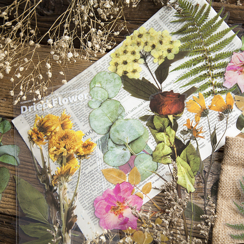 Getrocknete Blumen Aufkleber Set