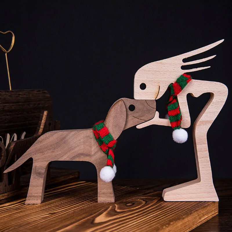 Frendorf | Geschenk für Tierliebhaber - Holzskulptur Tischornamente - Die Liebe zwischen Ihnen und Ihrem pelzigen Freund