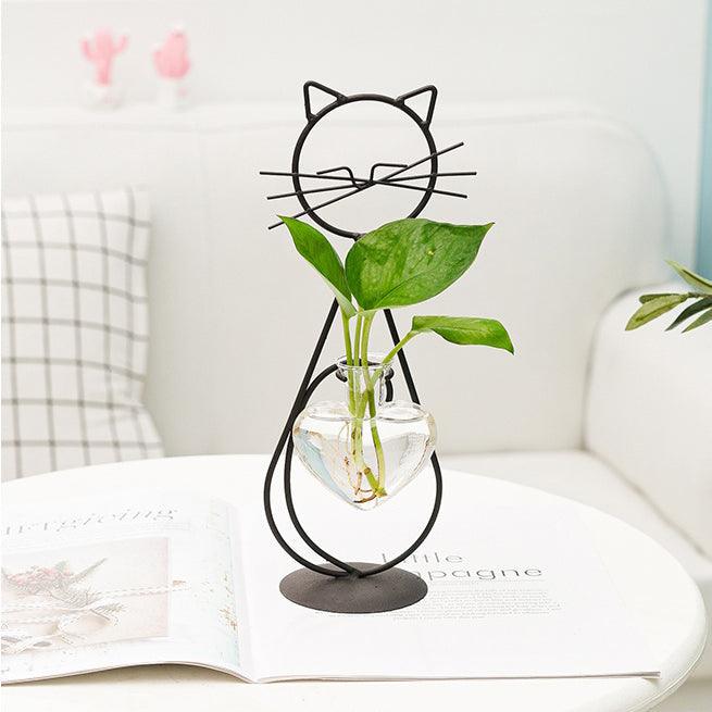 Frendorf | CatBloom – Katzen Pflanzstation mit Glasvase | Herz-Design | Pflanzenvermehrung | Dekoratives Highlight