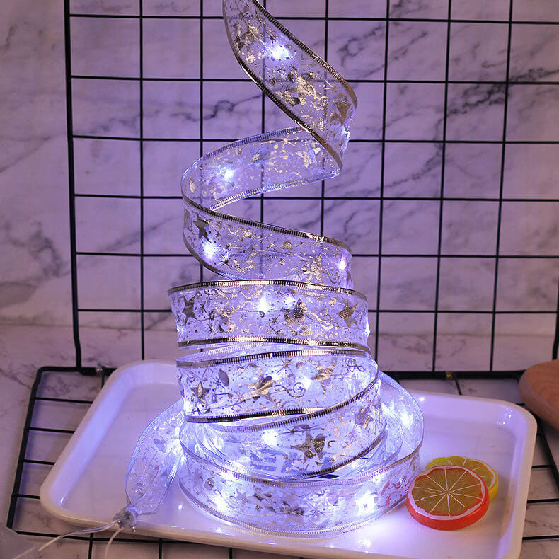 Frendorf | RibbonLustre LED Lichterkette | Weihnachtsbaum-Deko | Geschenkband-Design | Farbige & Warmweiße Beleuchtung