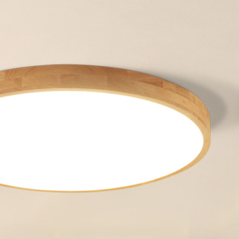 Frendorf | WoodGlow Runde LED Deckenleuchte | Ultra-Dünn | Massivholz | Skandinavisches Design für Wohnräume