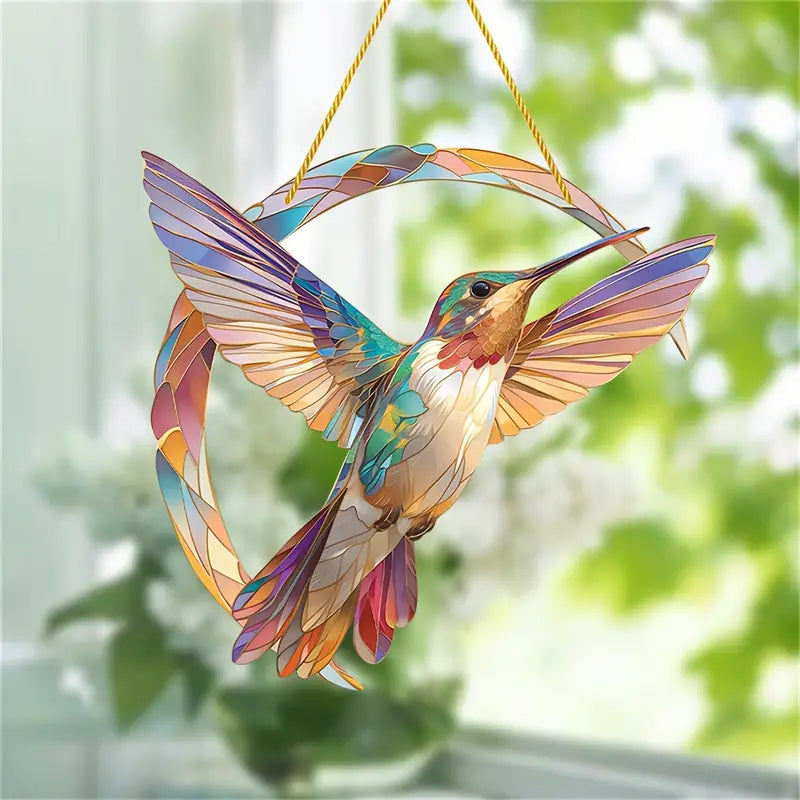 Frendorf | HummiGlow Lebendiger Kolibri Sonnenfänger – Strahlende Fensterdekoration