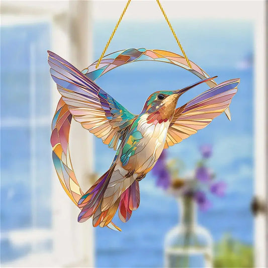 Frendorf | HummiGlow Lebendiger Kolibri Sonnenfänger – Strahlende Fensterdekoration