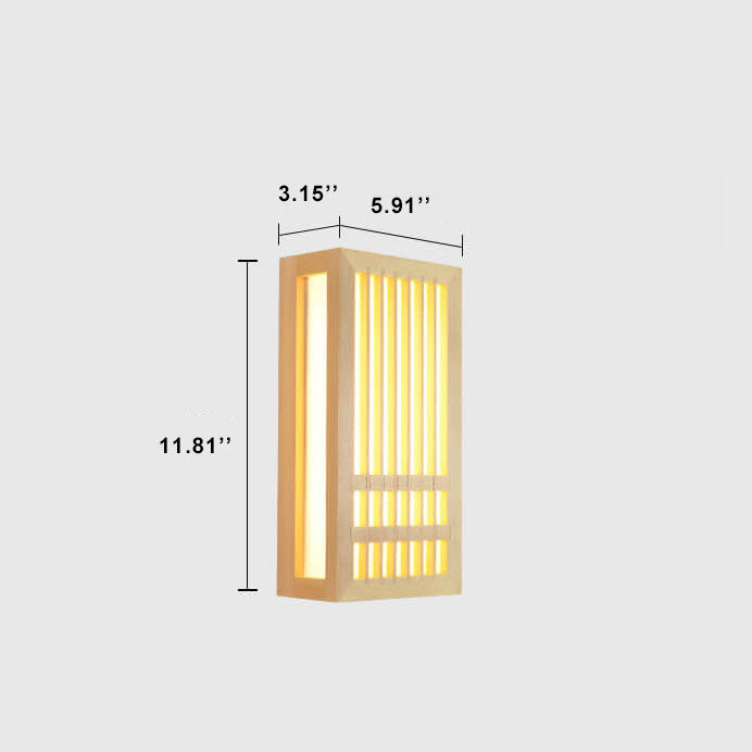 Frendorf | ZenWood Minimalist Japanische Wandlampe | Rechteckiges Design | LED 1-Licht | Warmes und Weißes Licht | Deko für Zuhause