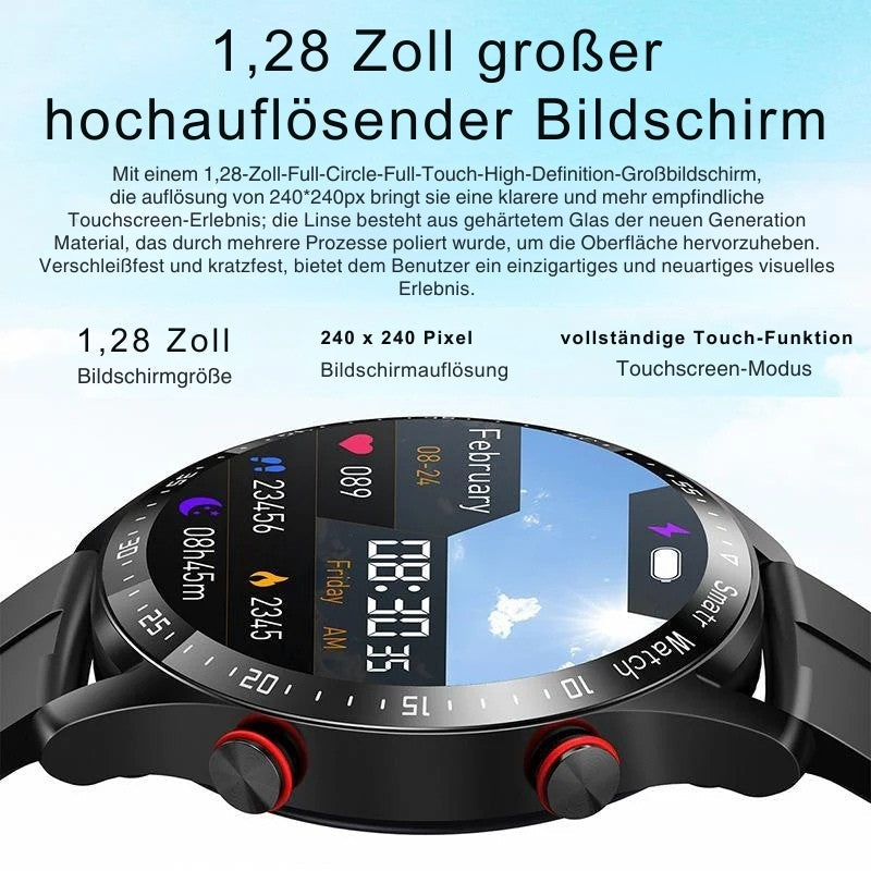 Frendorf | Intelligente Uhr mit rundem Ziffernblatt und Herzfrequenz Schlaf und Fitness Tracking Anzeige
