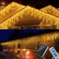 Quntis 50m (164FT) Outdoor Waterproof Xmas Curtain String Lights – IP44, 0.6m Abfall, Perfekt für Garten, Terrasse, Fassade & Veranstaltungsdekoration