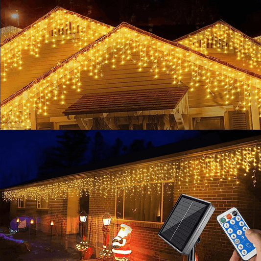 Quntis 50m (164FT) Outdoor Waterproof Xmas Curtain String Lights – IP44, 0.6m Abfall, Perfekt für Garten, Terrasse, Fassade & Veranstaltungsdekoration