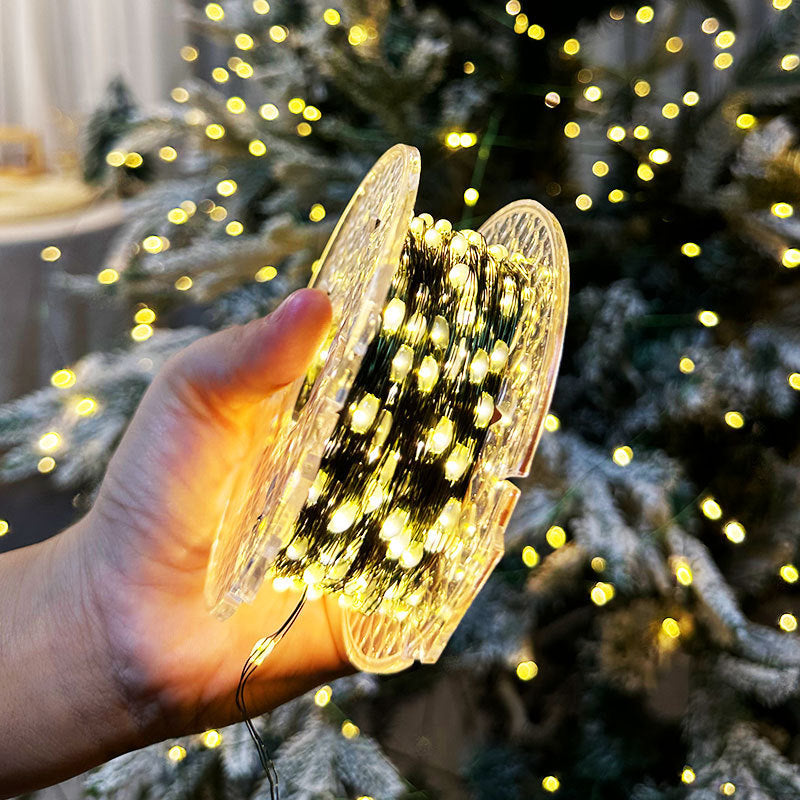 Quntis LED Stern Weihnachtsbaum Lichterkette – 50m (164ft) Dunkelgrün Kupferdraht mit Fernbedienung, Steckdose wasserdichte Lichter für Außen Weihnachtsdeko