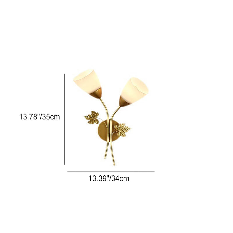 Zeitgenössische skandinavische Blumen Eisen Glas 1/2 Licht Wandlampe für Wohnzimmer
