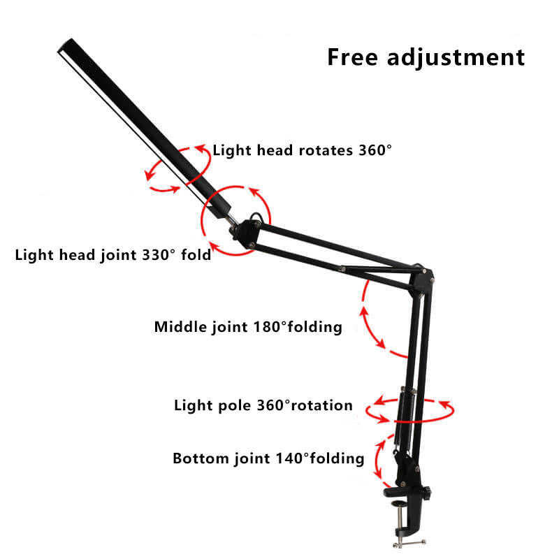 LED Klappbarer Langer Arm Clip Augen Schutz USB Lese Tischlampe