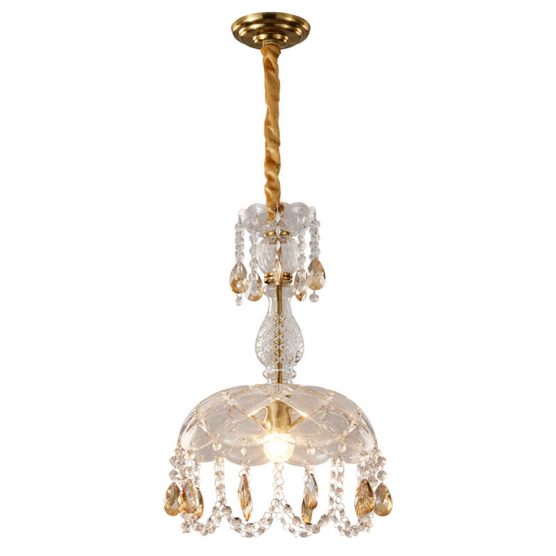 Frendorf | CrystalVive Pendelleuchte | Luxus Kristallkuppel | Moderne 1-Licht Hängelampe | Elegante Beleuchtung für Zuhause