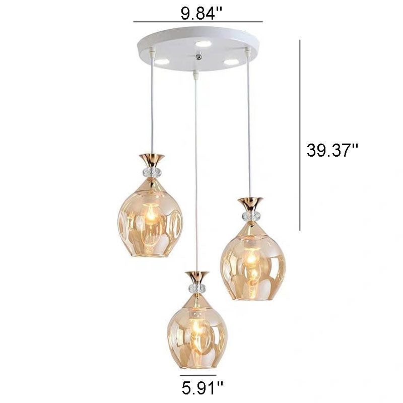 Frendorf | AuroSphere Gradient Glas Pendelleuchte | 1/3 Lichter | Insellicht | Modernes Design für Esszimmer & Küche