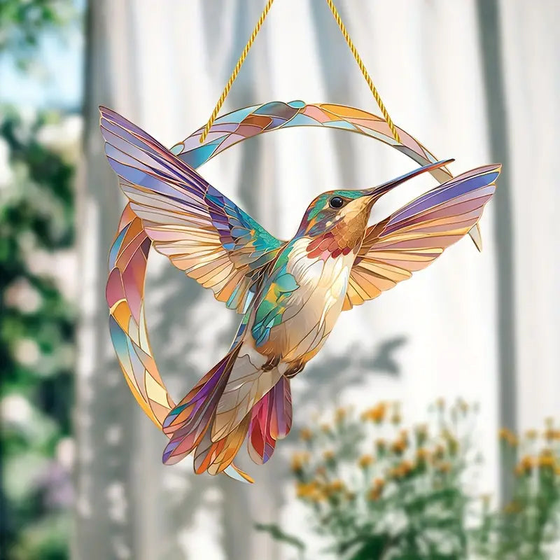 Frendorf | HummiGlow Lebendiger Kolibri Sonnenfänger – Strahlende Fensterdekoration
