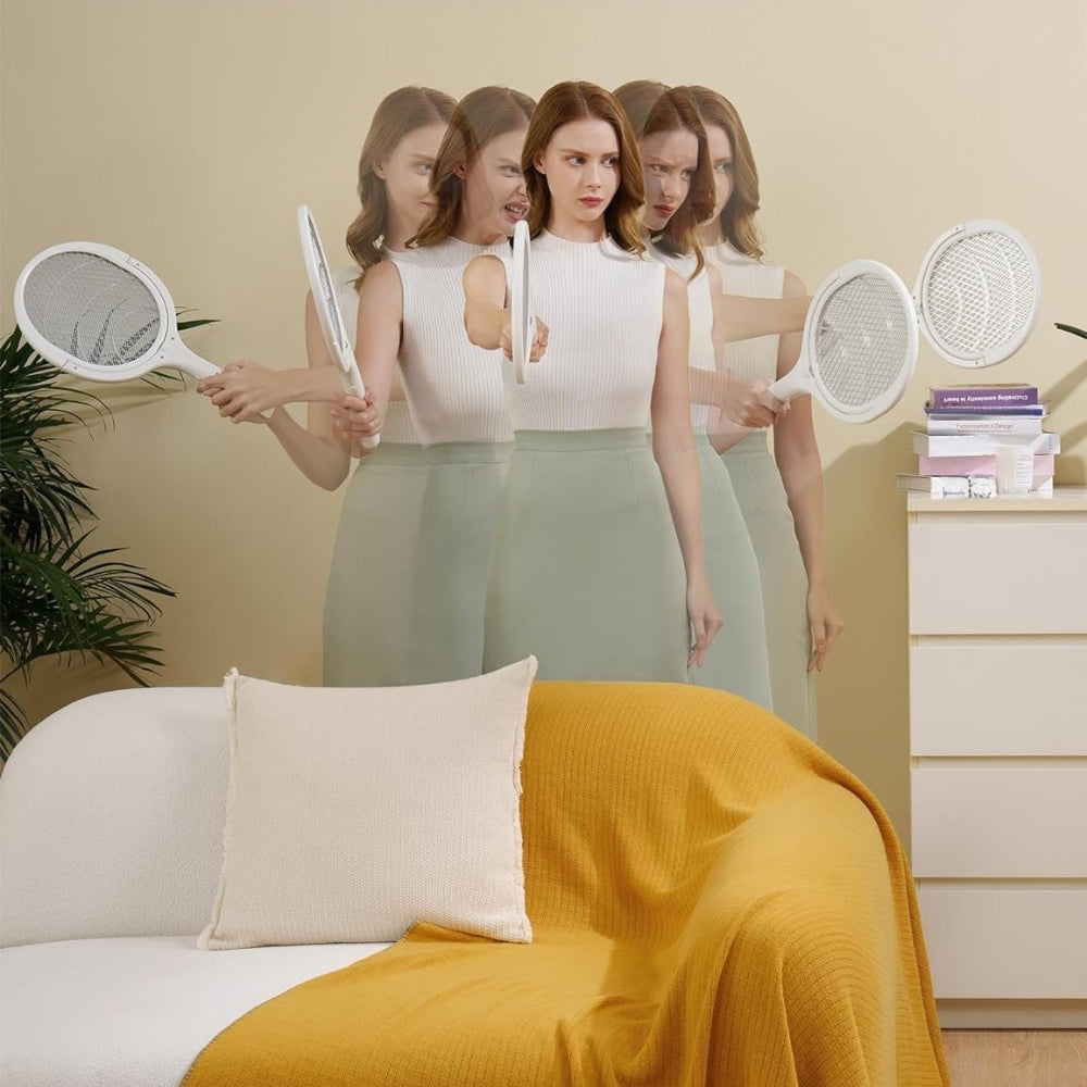 Frendorf | Wiederaufladbare elektrische Fliegenklatsche mit rotierendem Kopf und Sicherheitsnetz