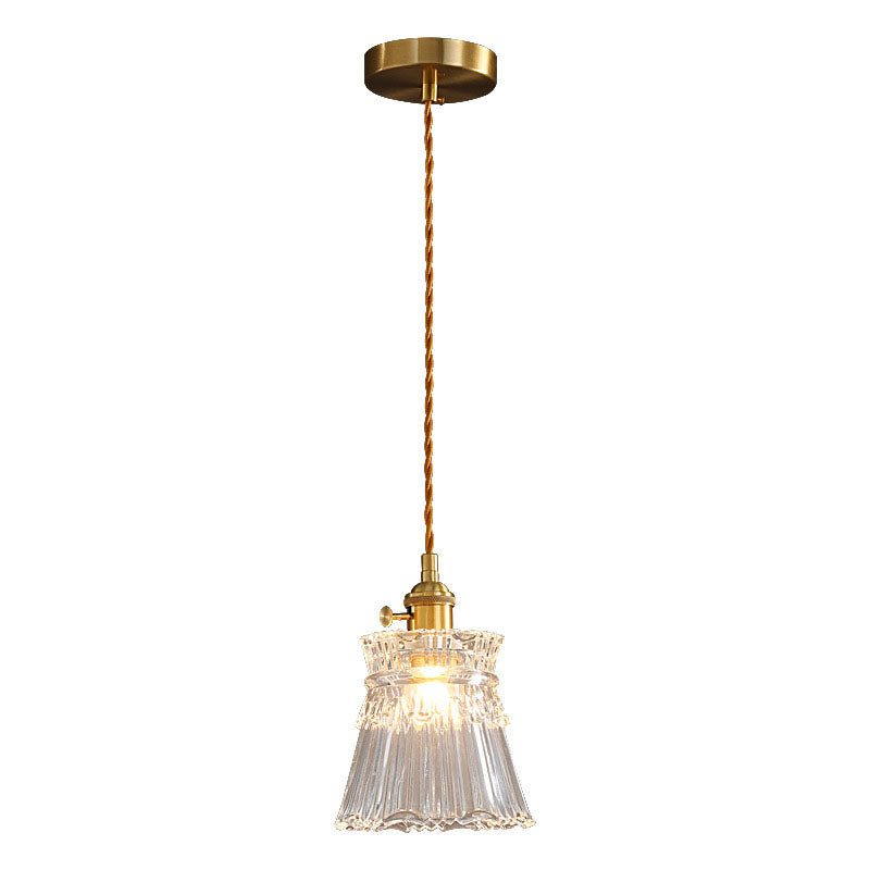 Frendorf | Bellux Glas Pendelleuchte | Modernes Glockenschirmdesign | Messingoptik | 1-flammig | Luxuriöse Beleuchtung
