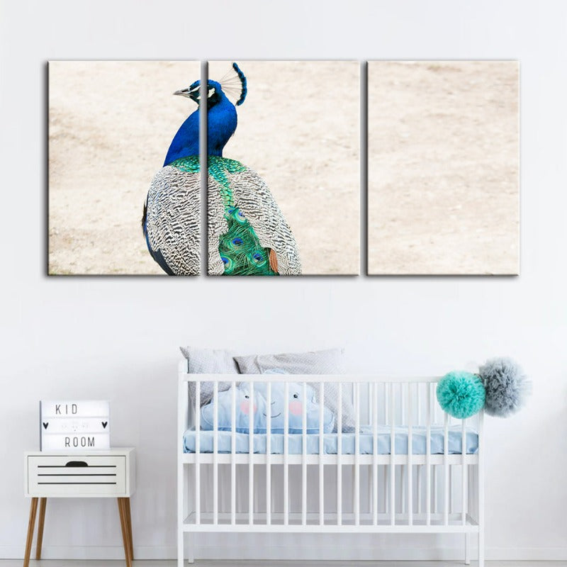 Rockiges Elegantes Pfau-Leinwand Wandkunst Gemälde 3 Teile