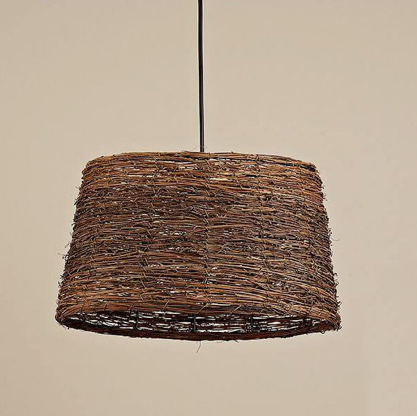Frendorf | RattanDome Retro Pendelleuchte | Handgewebtes Rattan-Design | 1-Licht | Natürliche Wohnbeleuchtung