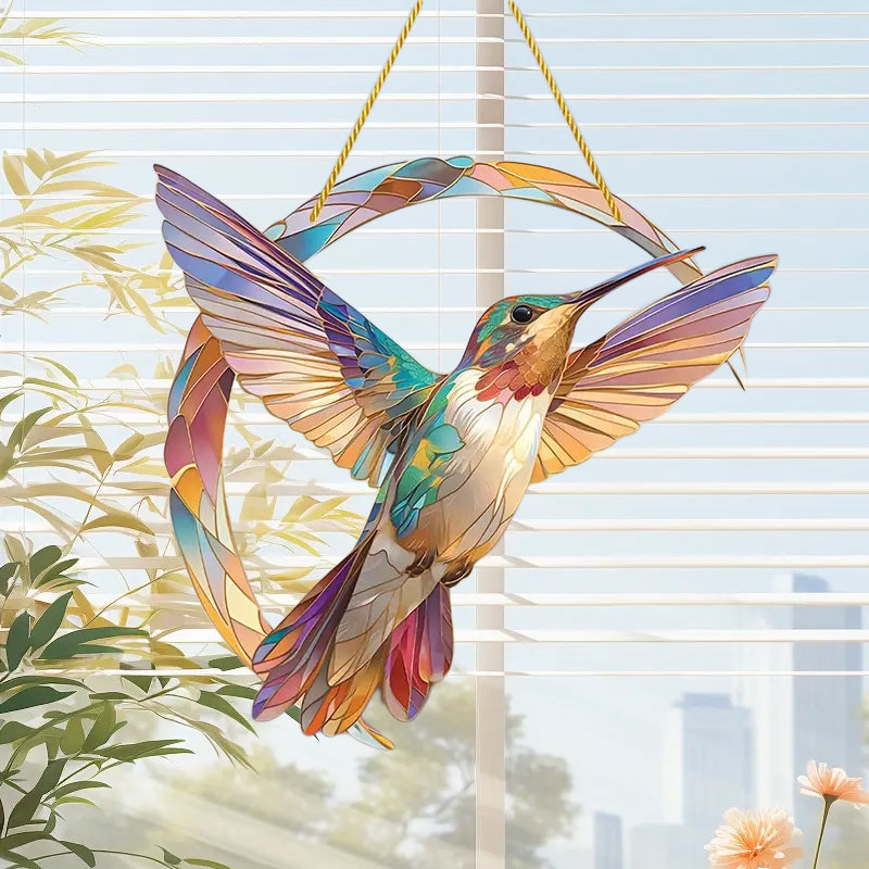 Frendorf | HummiGlow Lebendiger Kolibri Sonnenfänger – Strahlende Fensterdekoration