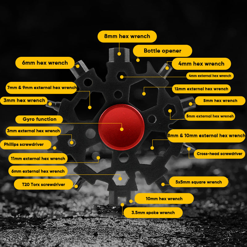 Frendorf | 23-in-1 Schneeflocken-Fidget-Spinner Multitool