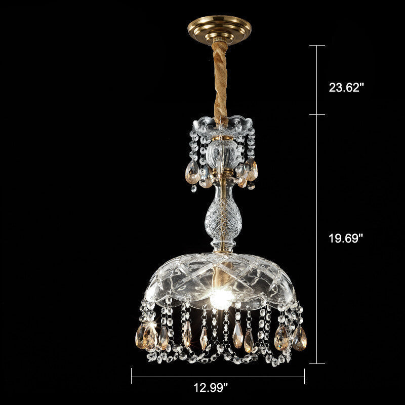 Frendorf | CrystalVive Pendelleuchte | Luxus Kristallkuppel | Moderne 1-Licht Hängelampe | Elegante Beleuchtung für Zuhause