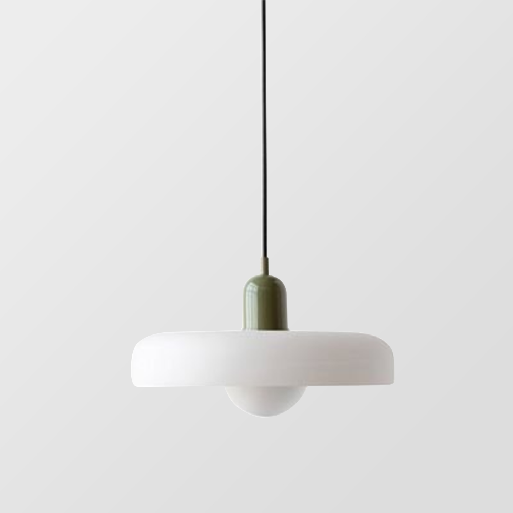 Frendorf |  Pendelleuchte aus farbigem Glas | Elegante Hängeleuchte im Bauhaus-Stil | Designlampe für Wohnzimmer & Esszimmer