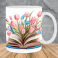 Frendorf | 3D Künstlerisch Schöne Florale Bücher Kaffeetasse - Geschenk für Bücherliebhaber