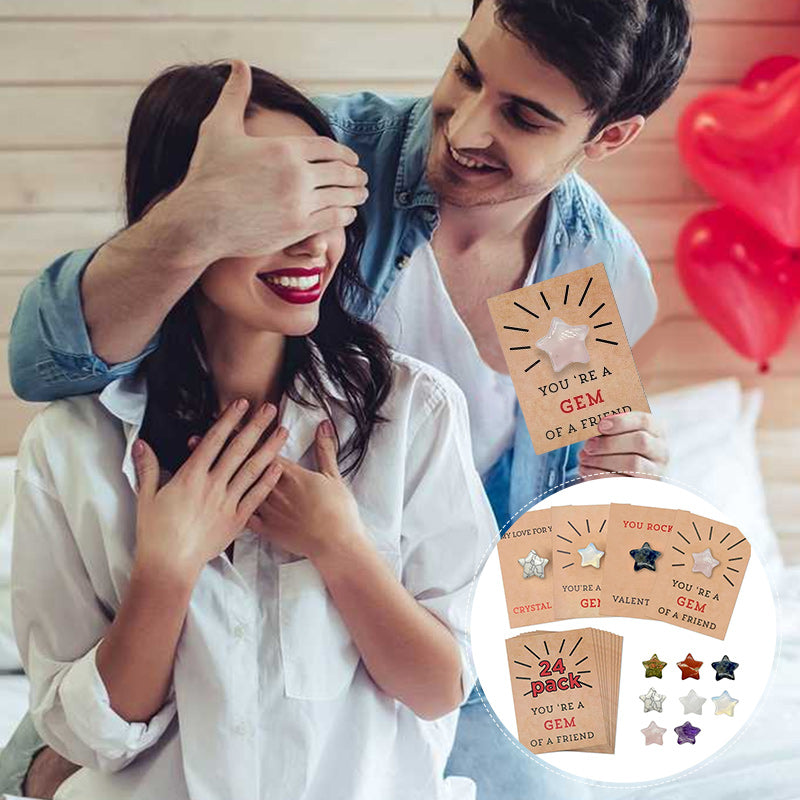 Frendorf | 24 Stück Valentinstagskarten mit sternförmigen Kristallen