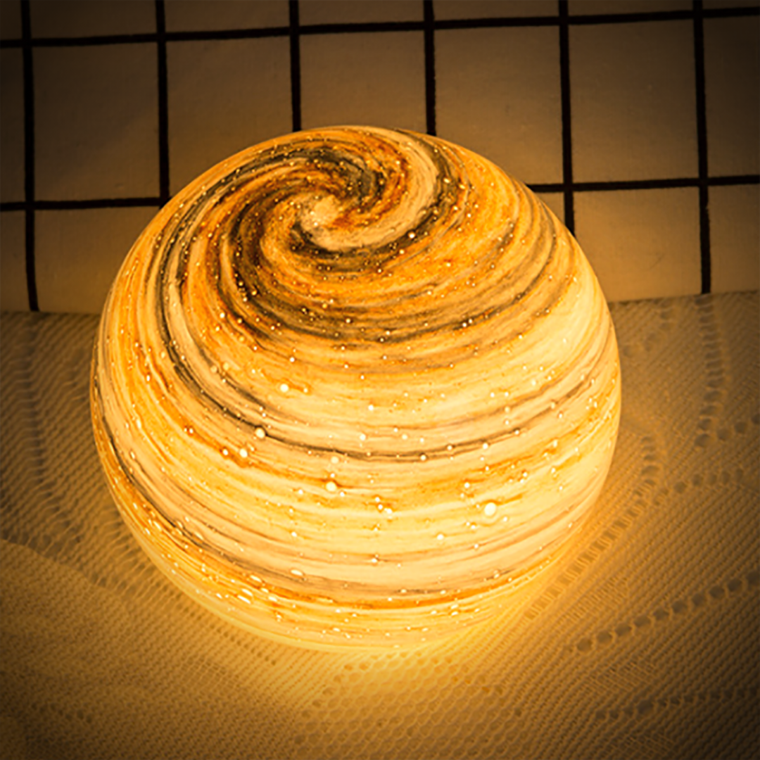 Mondlampe - Lunara - Kreative Nachtlampe - Sockel aus Buche - Glasdeckel