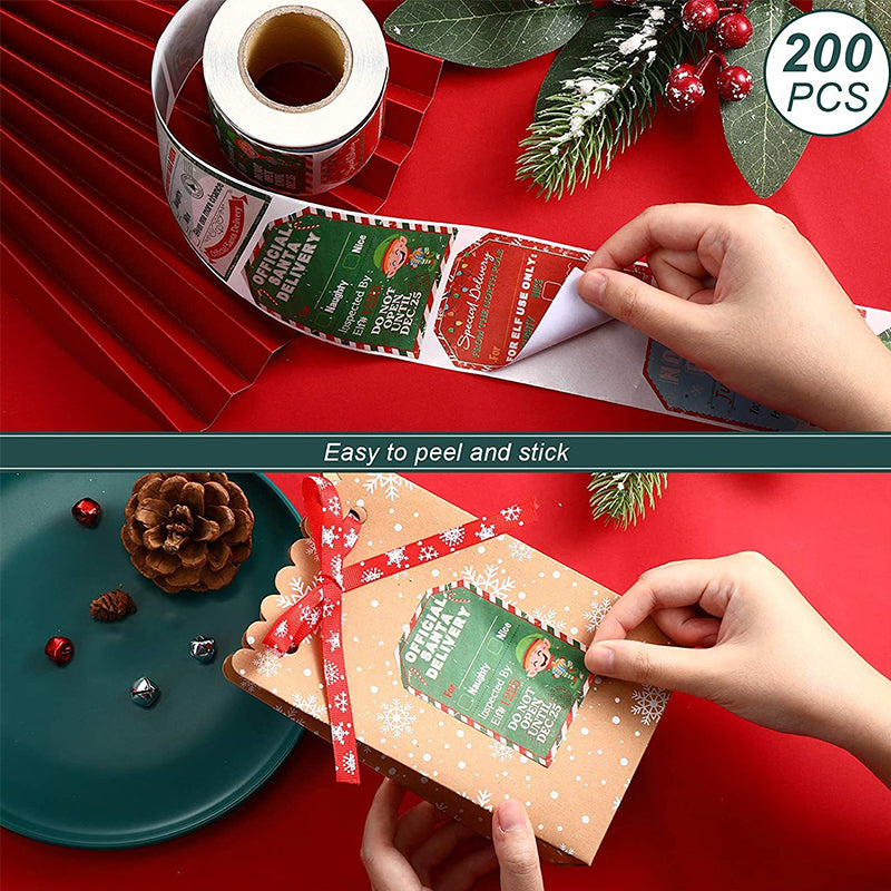 Frendorf | 200 Stück von Santa Claus Aufkleber Rolle