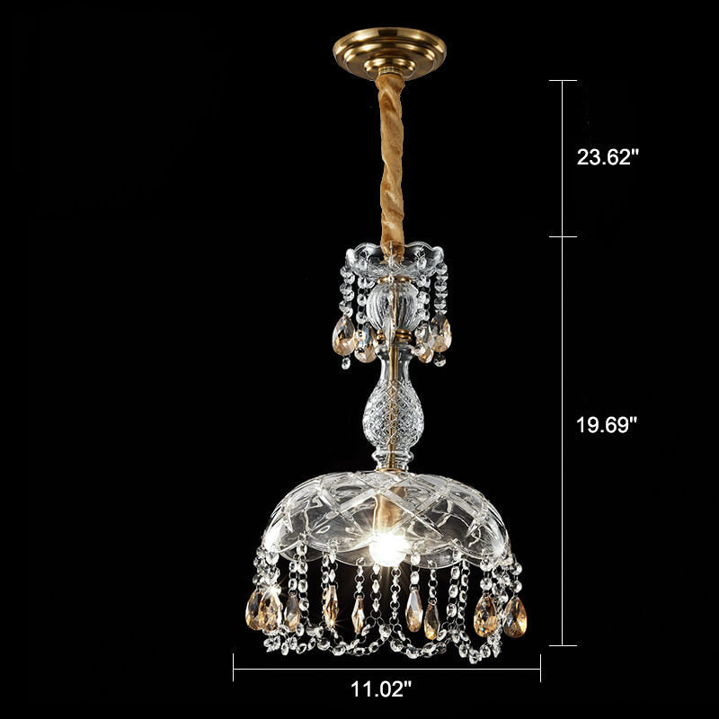 Frendorf | CrystalVive Pendelleuchte | Luxus Kristallkuppel | Moderne 1-Licht Hängelampe | Elegante Beleuchtung für Zuhause