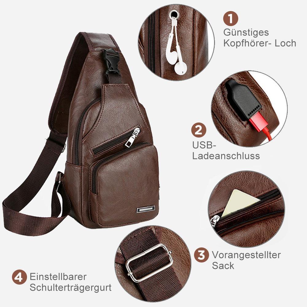 Frendorf | Schultertasche Crossbodytasche für Herren mit USB-Ladeanschluss