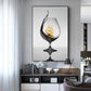 Schwarzes Weinglas mit Boot-Wandkunst - Leinwand-Wandbild