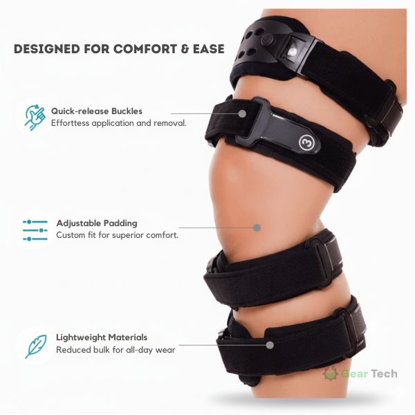 Frendorf | Osteoarthritis Relief Knee Brace | Medial & Lateral Support to Alleviate Bone-on-Bone Arthritis, Adjustable Size for Increased Comfort
