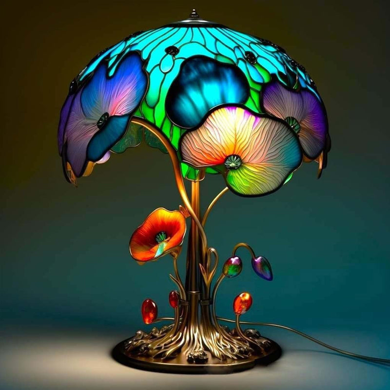 Frendorf | Buntglas-Pflanzen-Serie Tischlampe